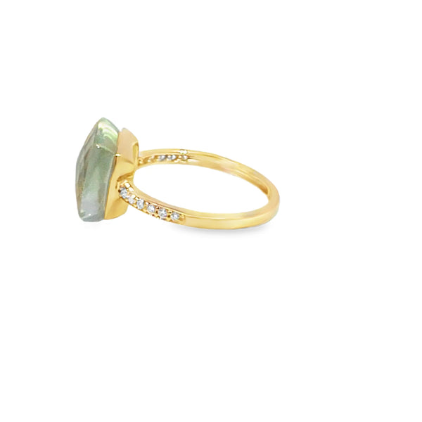 Anillo femenino en oro de 14K con diamante de 0.09 ct, estilo clásico