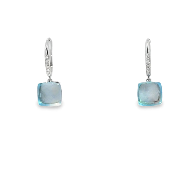 Aretes femeninos en oro blanco de 14K con diamantes de 0.07 ct, elegancia clásica