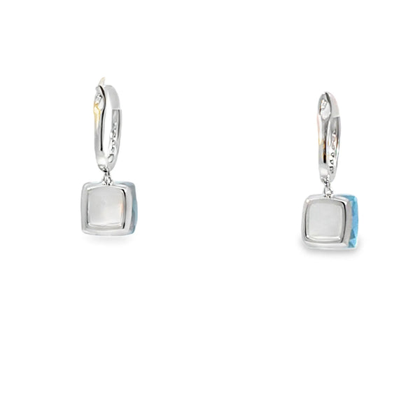 Aretes femeninos en oro blanco de 14K con diamantes de 0.07 ct, elegancia clásica