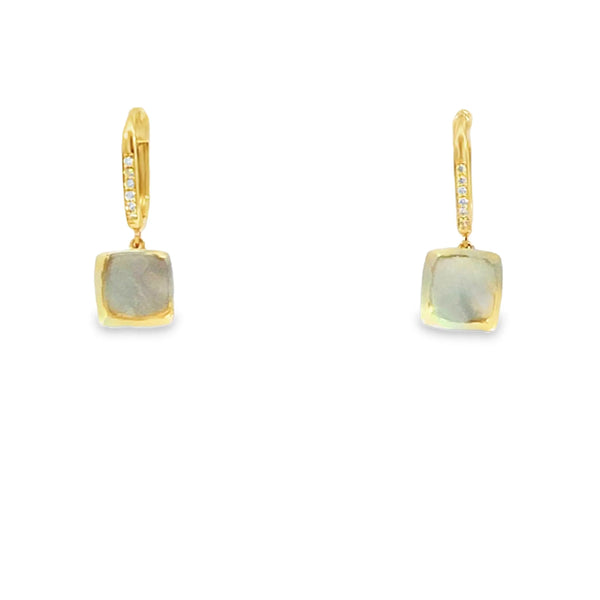 Aretes de oro amarillo de 14K con diamantes de 0.07 ct, elegancia sutil