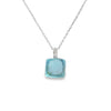 Dije en oro blanco de 14K con diamante de 0.02 ct, estilo vibrante