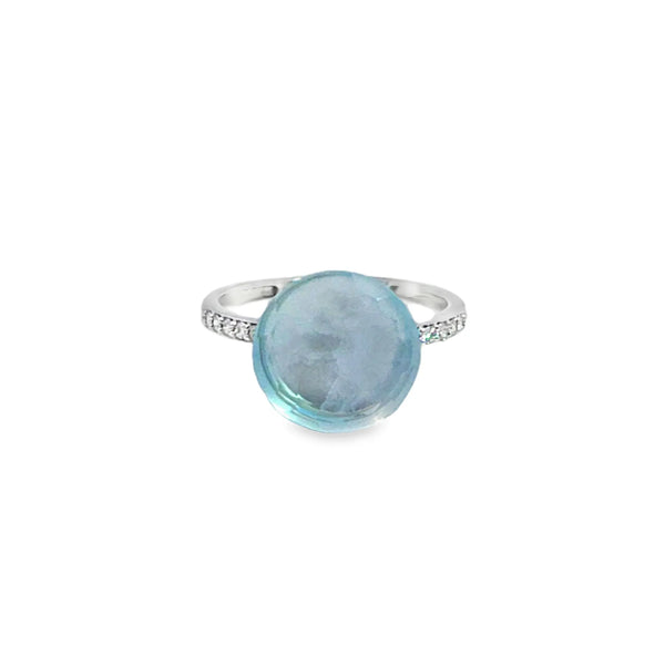 Anillo de oro blanco de 14K para dama con diamante de 0.07 ct, estilo moderno