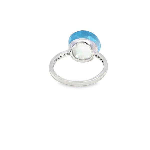 Anillo de oro blanco de 14K para dama con diamante de 0.07 ct, estilo moderno