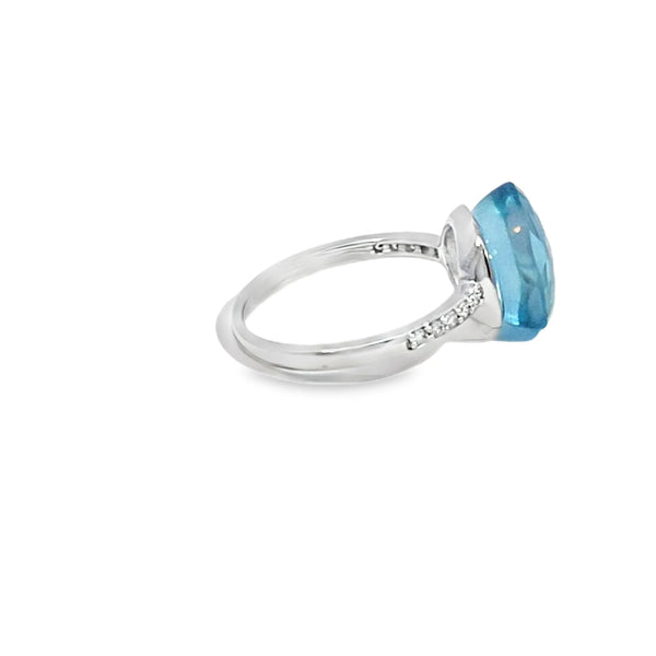 Anillo de oro blanco de 14K para dama con diamante de 0.07 ct, estilo moderno
