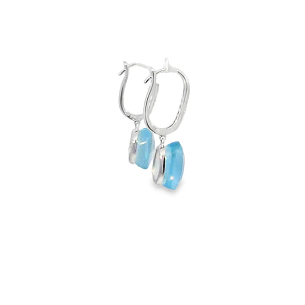 Aretes de oro blanco de 14K con diamantes de 0.07 ct, diseño delicado