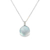 Dije en oro blanco de 14K con diamante de 0.02 ct, estilo delicado