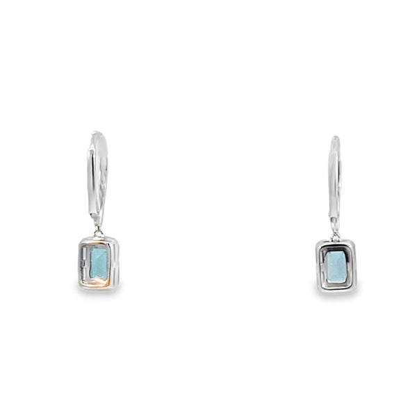 Aretes en oro blanco de 14K con diamantes de 0.04 ct, estilo moderno
