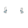 Aretes de oro blanco de 14K con diamante de 0.13 ct y piedra azul de 0.90 ct, diseño encantador