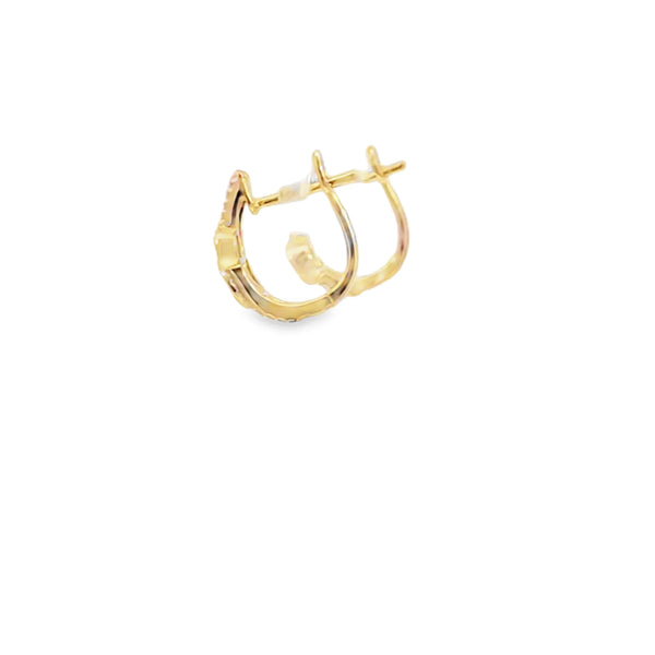 Aretes femeninos en oro amarillo de 14K con diamantes de 0.13 ct, brillo elegante