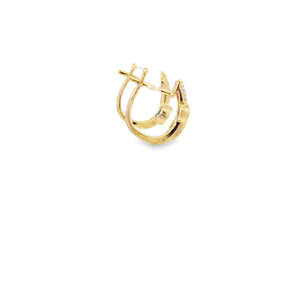 Aretes femeninos en oro amarillo de 14K con diamantes de 0.13 ct, brillo elegante