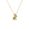 Dije en oro amarillo de 14K con diamante de 0.05 ct y piedra de 0.70 ct, diseño vibrante