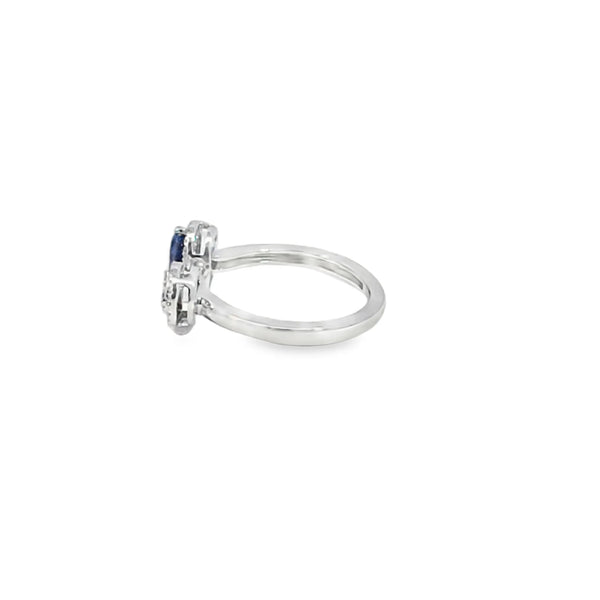 Anillo para dama en oro blanco de 14K con diamante de 0.13 ct, distinción clásica