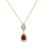 Dije con cadena en oro de 14K bicolor con diamante de 0.11 ct, rubí de 0.57 ct