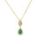 Dije con cadena bicolor en oro de 14K con diamante de 0.11 ct, esmeralda de 0.34 ct