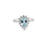 Anillo de oro blanco de 18K con diamante de 0.38 ct y aguamarina de 0.95 ct, diseño celestial