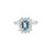 Anillo de oro blanco de 18K con diamante de 0.60 ct y aguamarina de 1.65 ct, diseño encantador