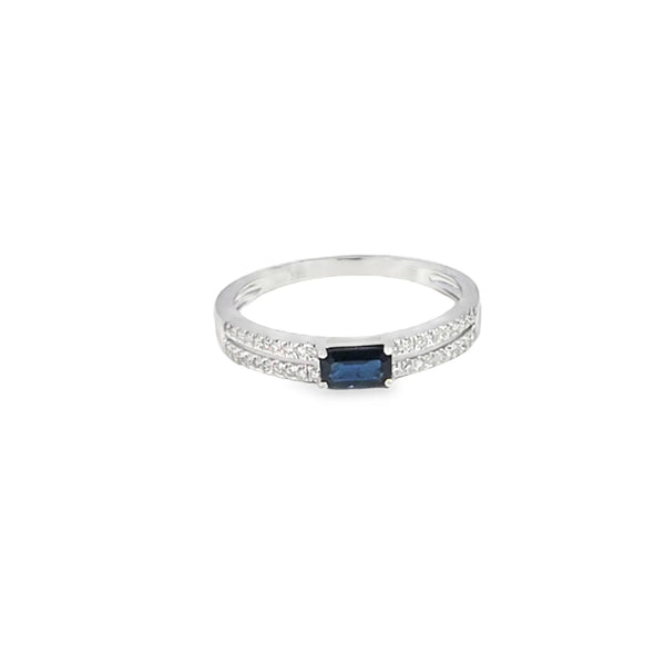 Anillo dama en oro blanco de 14K con diamante de 0.10CT