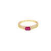 Anillo dama en oro amarillo de 14K con diamante de 0.10CT y rubí de 0.25CT