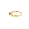 Anillo dama en oro amarillo de 14K con diamante de 0.10CT y rubí de 0.25CT