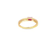 Anillo dama en oro amarillo de 14K con diamante de 0.10CT y rubí de 0.25CT