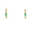 Aretes en oro amarillo de 14K con diamante de 0.14CT y esmeralda de 0.67CT