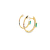 Aretes en oro amarillo de 14K con diamante de 0.14CT y esmeralda de 0.67CT