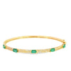 Brazalete en oro amarillo de 14K con diamante de 0.25CT y esmeralda de 1.55CT