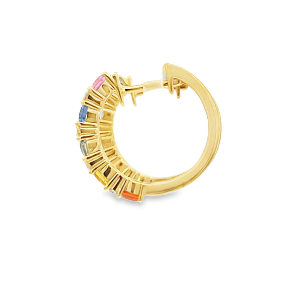 Aretes en oro amarillo de 14K con 0.17CT en diamantes y 1.45CT en piedras semipreciosas