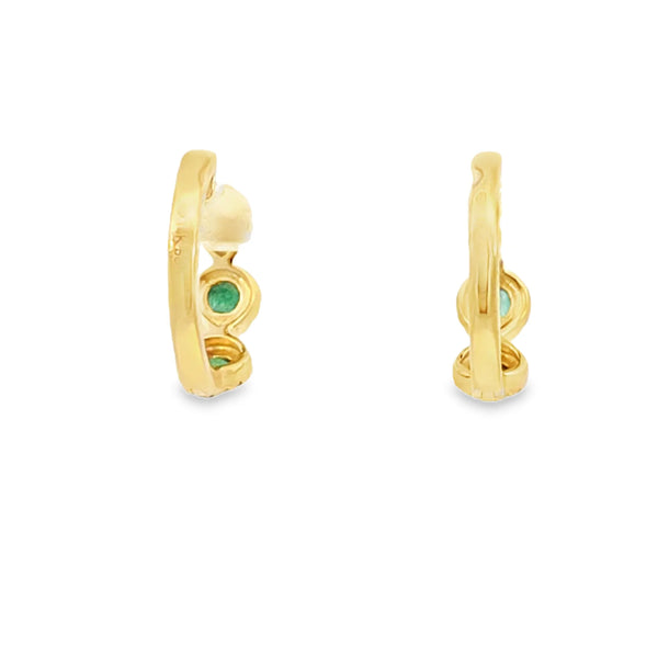 Aretes en oro amarillo de 14K con diamante de 0.20CT y esmeralda de 0.34CT