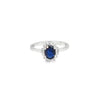 Anillo dama en oro blanco de 14K con diamante de 0.14CT y zafiro de 0.96CT