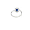 Anillo dama en oro blanco de 14K con diamante de 0.14CT y zafiro de 0.96CT