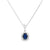 Dije con cadena en oro blanco de 14K con diamante de 0.14CT y zafiro de 0.92CT