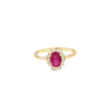 Anillo dama en oro amarillo de 14K con diamante de 0.14CT y rubí de 1.10CT