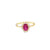 Anillo dama en oro amarillo de 14K con diamante de 0.14CT y rubí de 1.10CT