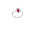 Anillo dama en oro blanco de 14K con diamante de 0.14CT y rubí de 1.10CT