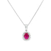 Dije con cadena en oro blanco de 14K con diamante de 0.14CT y rubí de 0.81CT