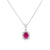 Dije con cadena en oro blanco de 14K con diamante de 0.14CT y rubí de 0.81CT