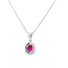 Dije con cadena en oro blanco de 14K con diamante de 0.14CT y rubí de 0.81CT