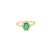 Anillo dama en oro amarillo de 14K con diamante de 0.14CT y esmeralda de 0.76CT