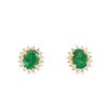 Aretes en oro amarillo de 14K con diamante de 0.29CT y esmeralda de 1.43CT