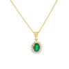 Dije con cadena en oro amarillo de 14K con diamante de 0.14CT y esmeralda de 0.74CT