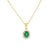 Dije con cadena en oro amarillo de 14K con diamante de 0.14CT y esmeralda de 0.74CT