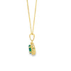 Dije con cadena en oro amarillo de 14K con diamante de 0.14CT y esmeralda de 0.74CT
