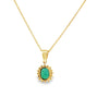 Dije con cadena en oro amarillo de 14K con diamante de 0.14CT y esmeralda de 0.74CT