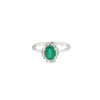 Anillo dama en oro blanco de 14K con diamante de 0.14CT y esmeralda de 0.77CT