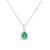 Dije con cadena en oro blanco de 14K con diamante de 0.14CT y esmeralda de 0.62CT