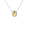 Dije con cadena en oro blanco de 14K con diamante de 0.38CT y piedra FY de 0.50CT