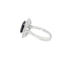 Anillo dama en oro blanco de 18K con diamante de 0.90CT y zafiro de 3.00CT