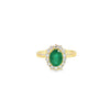 Anillo dama en oro amarillo de 18K con diamante de 0.38CT y esmeralda de 1.10CT