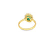 Anillo dama en oro amarillo de 18K con diamante de 0.38CT y esmeralda de 1.10CT